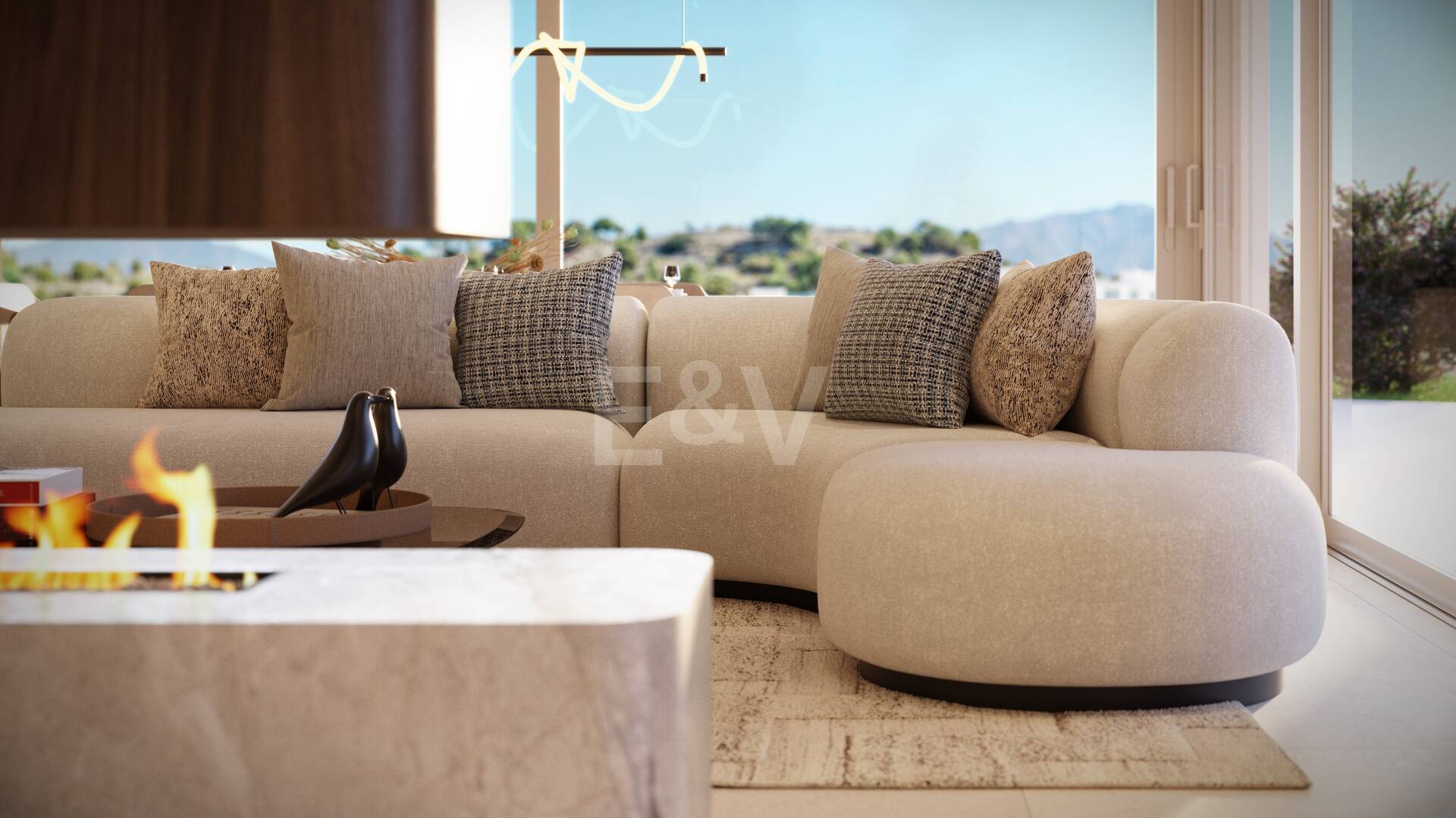 Modern Luxury Garden Lägenhet med panoramautsikt över havet i gated community