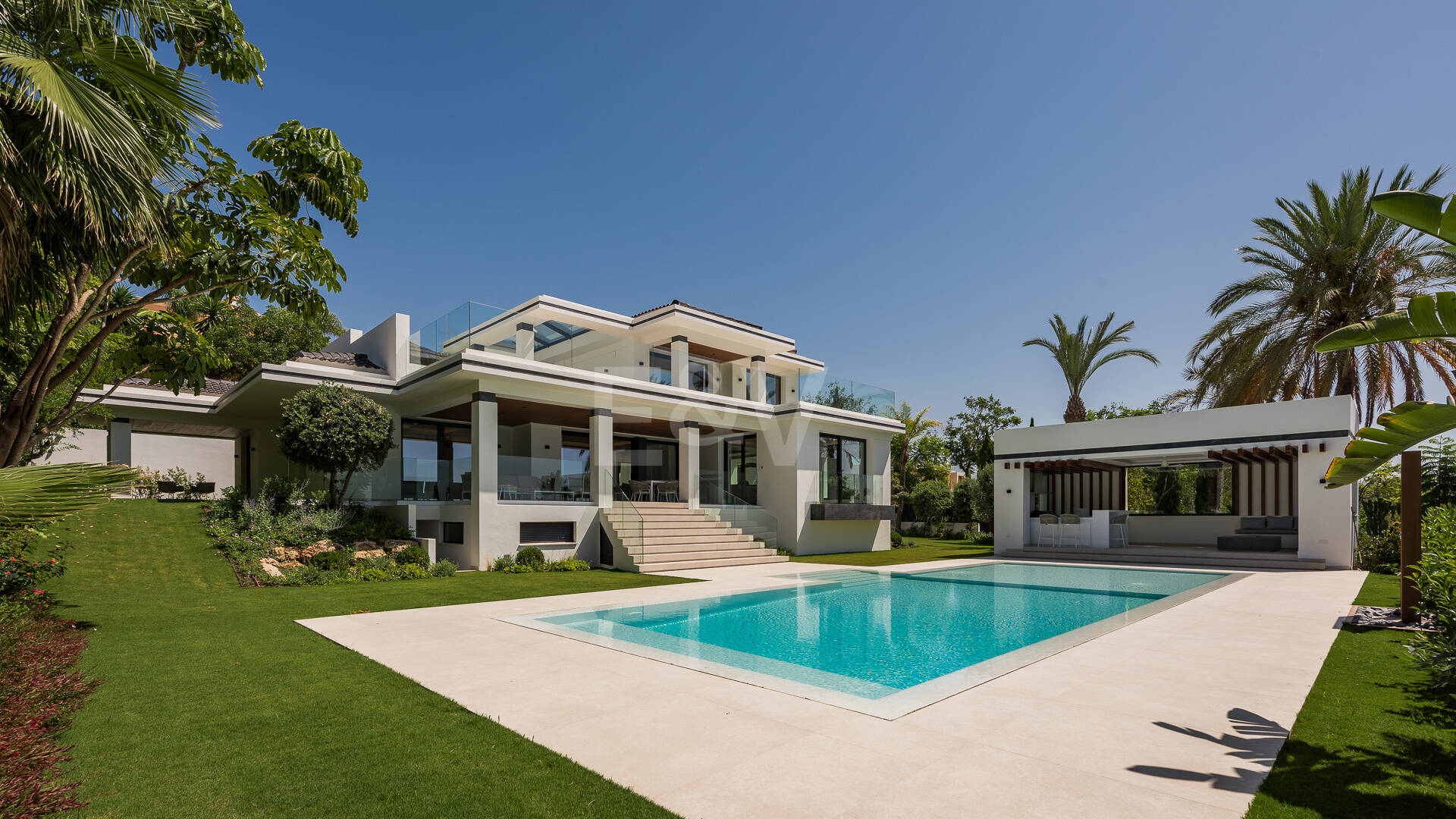 Villa de golf contemporaine Los Flamingos avec vue sur la mer