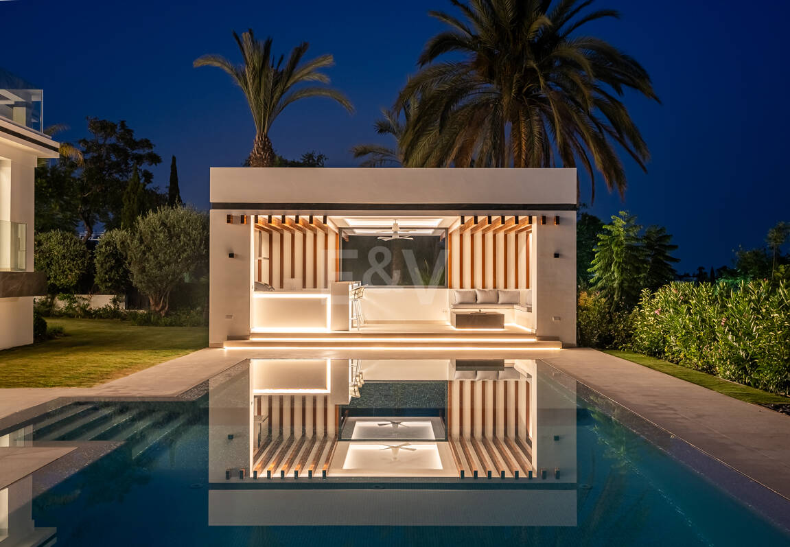 Villa de golf contemporaine Los Flamingos avec vue sur la mer