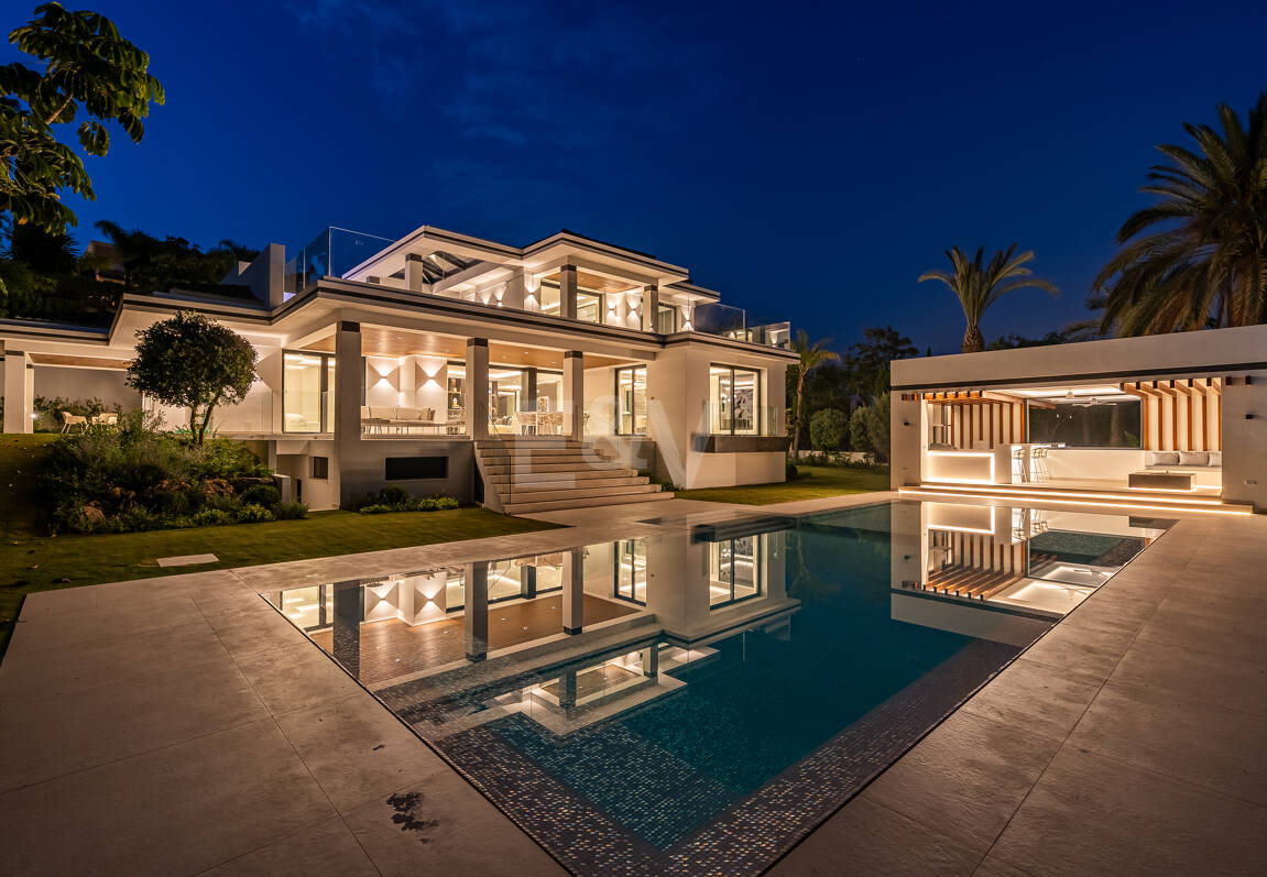 Villa de golf contemporaine Los Flamingos avec vue sur la mer