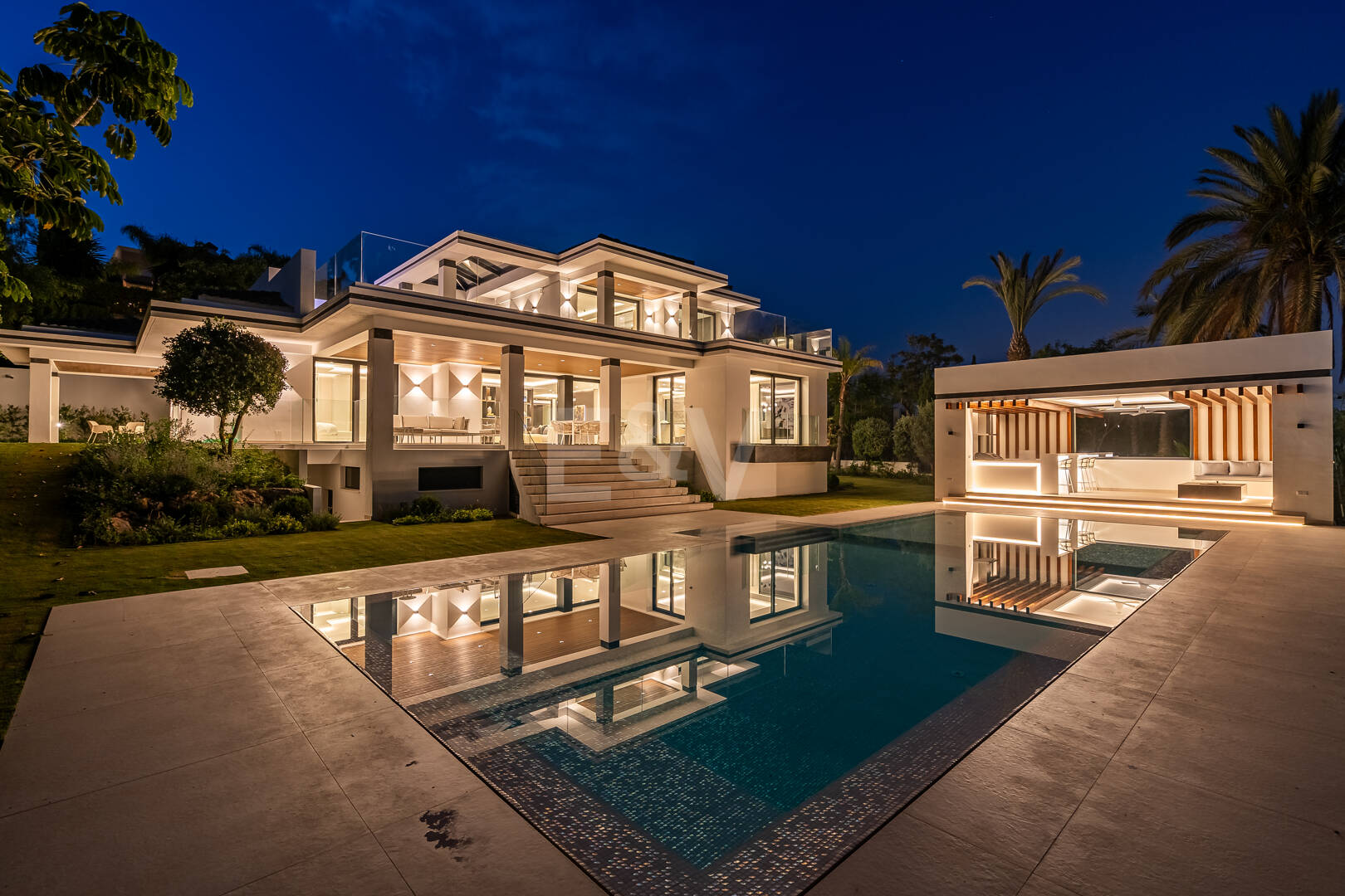 Villa de golf contemporaine Los Flamingos avec vue sur la mer