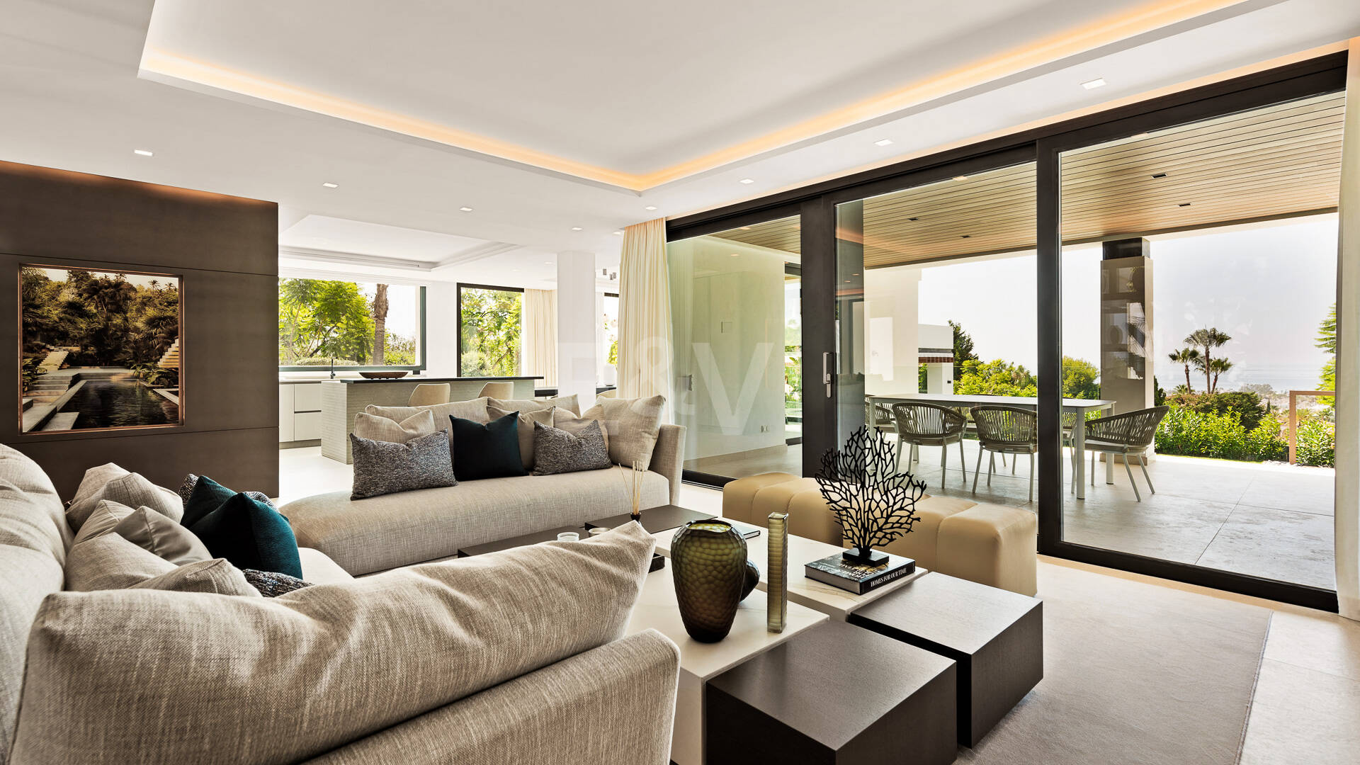 Villa de golf contemporaine Los Flamingos avec vue sur la mer