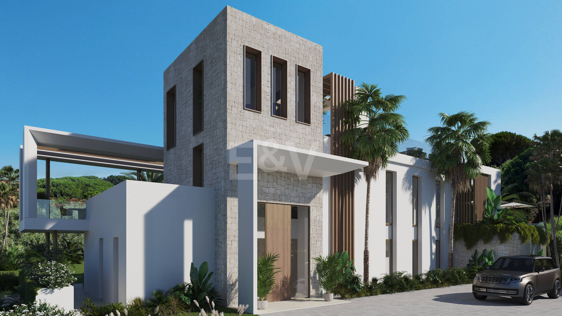 Grundstück in bester Lage mit Projekt für eine moderne Villa mit Meerblick