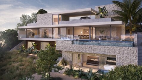 Modern villa with scenic sea and valley views in Monte Mayor