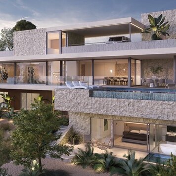 Modern villa with scenic sea and valley views in Monte Mayor