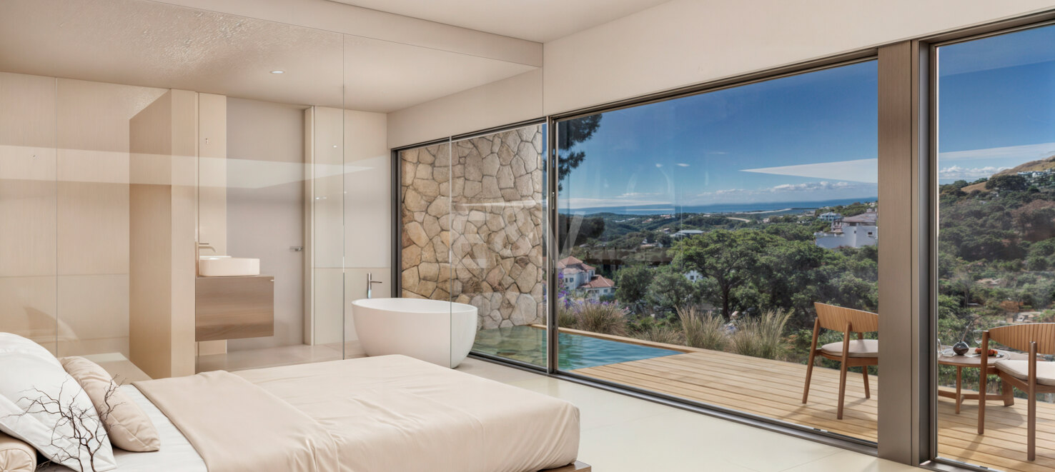 Modern villa with scenic sea and valley views in Monte Mayor