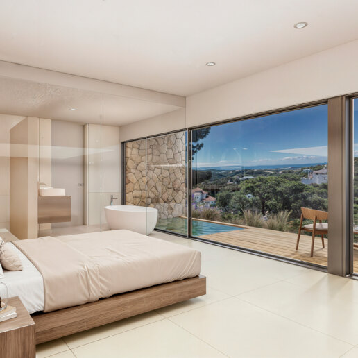 Modern villa with scenic sea and valley views in Monte Mayor