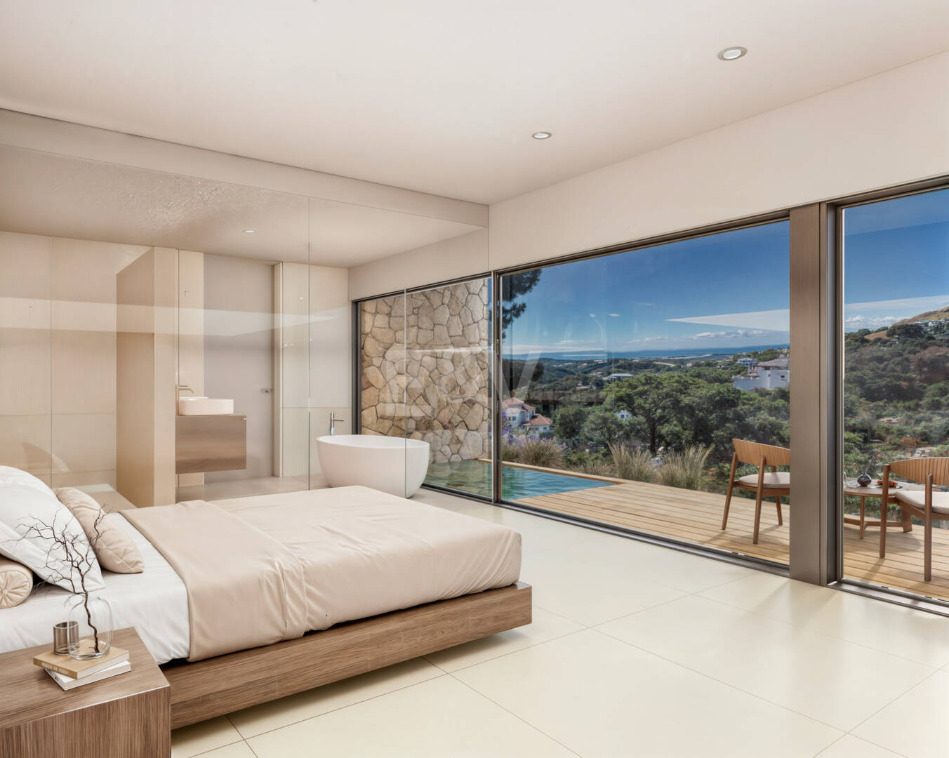 Modern villa med natursköna hav och dal utsikt i Monte Mayor