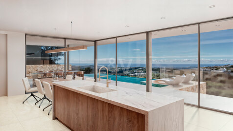 Modern villa with scenic sea and valley views in Monte Mayor