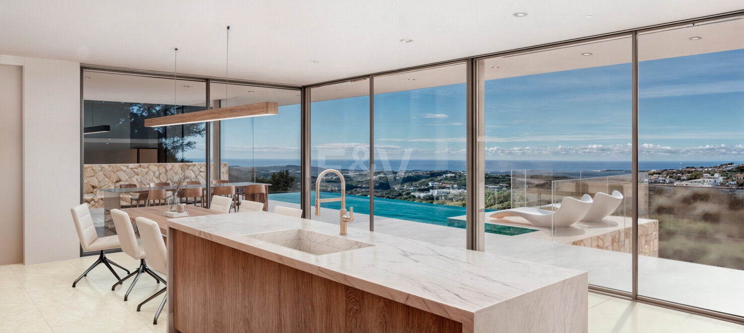 Modern villa with scenic sea and valley views in Monte Mayor