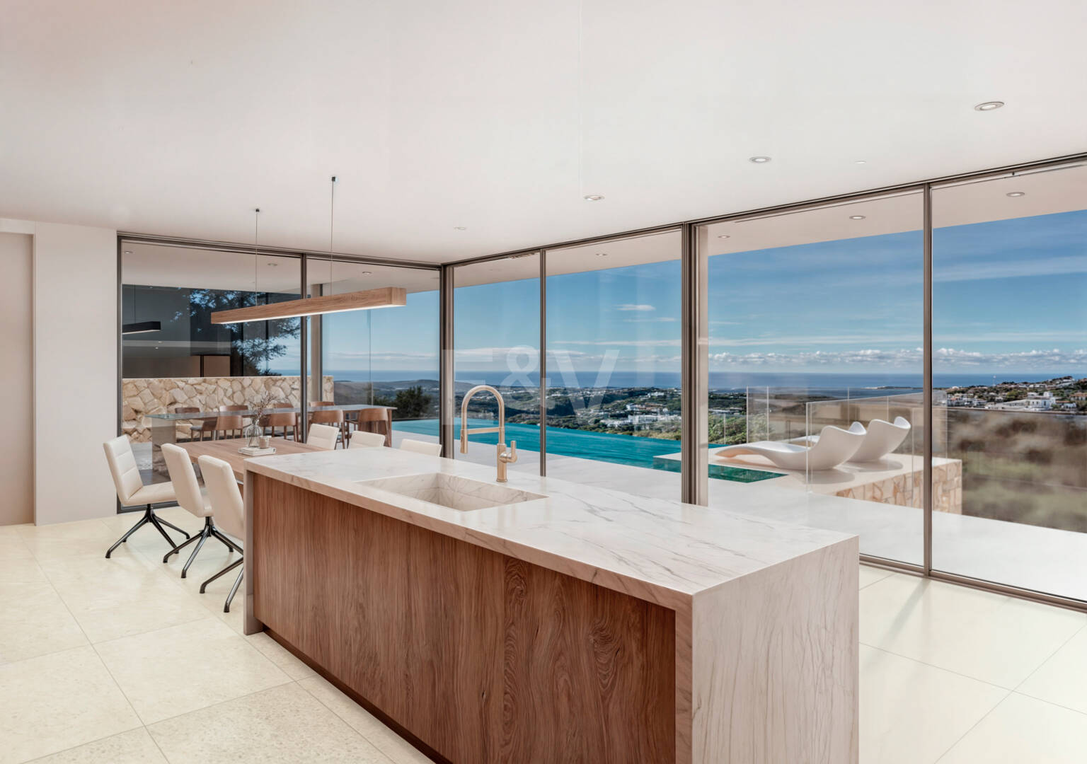 Modern villa med natursköna hav och dal utsikt i Monte Mayor