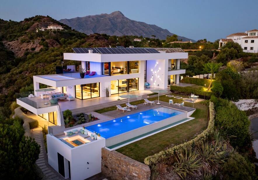 Villa contemporánea con vistas panorámicas al mar y a la montaña en Vega del Colorado, La Quinta
