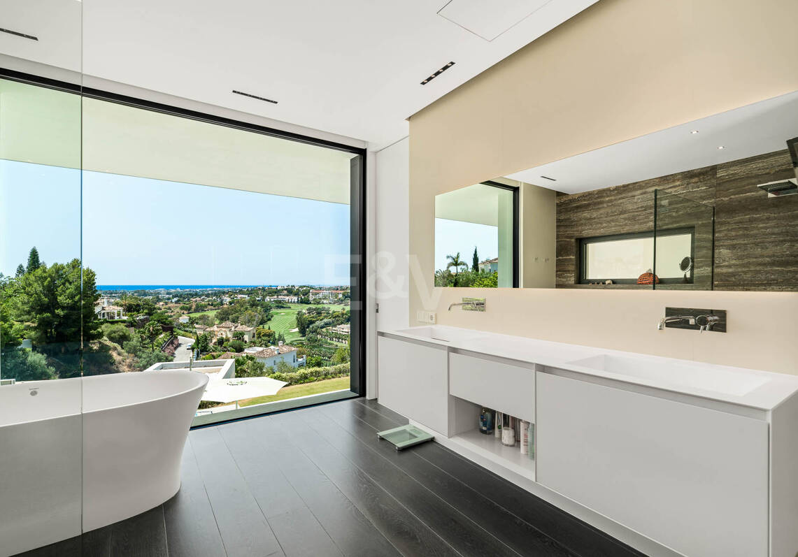 Villa contemporánea con vistas panorámicas al mar y a la montaña en Vega del Colorado, La Quinta