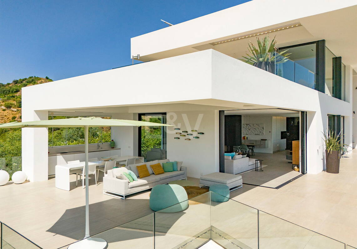 Villa contemporánea con vistas panorámicas al mar y a la montaña en Vega del Colorado, La Quinta