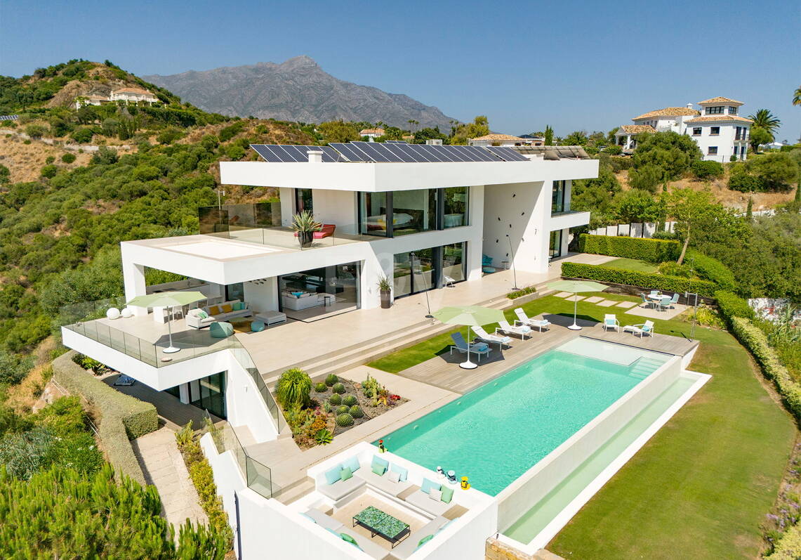 Villa contemporánea con vistas panorámicas al mar y a la montaña en Vega del Colorado, La Quinta