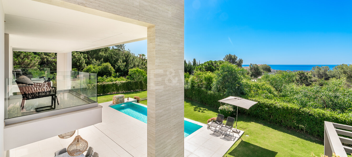 Sleek Contemporary Villa i Cascada de Camján med panoramautsikt över havet