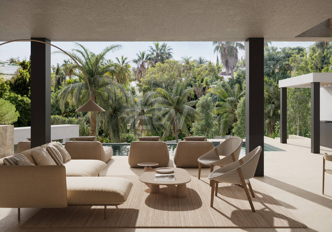 Elegante Villa de Lujo Sobre Plano Cerca del Puente Romano Beach Resort