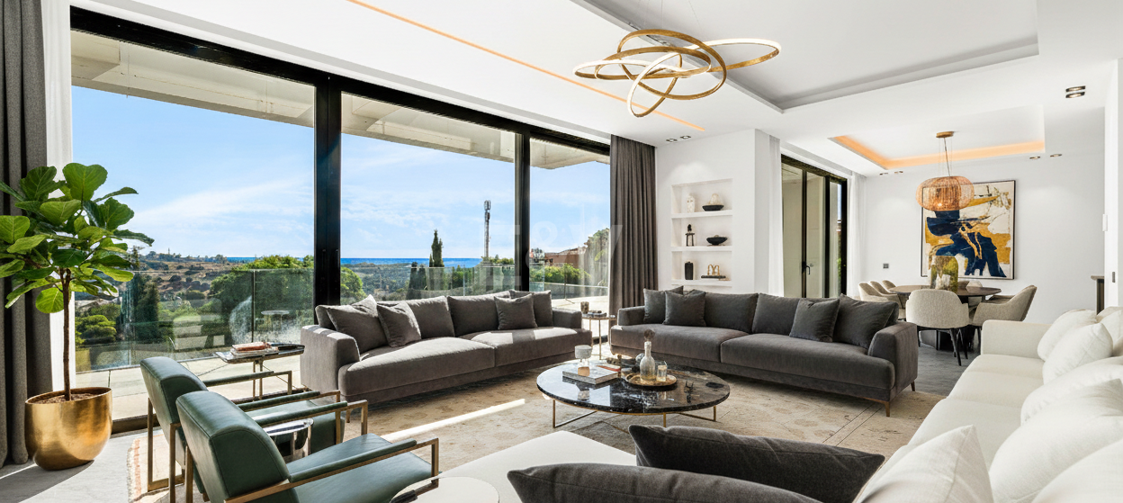 Villa design avec vue panoramique sur la mer dans le prestigieux Golf Resort