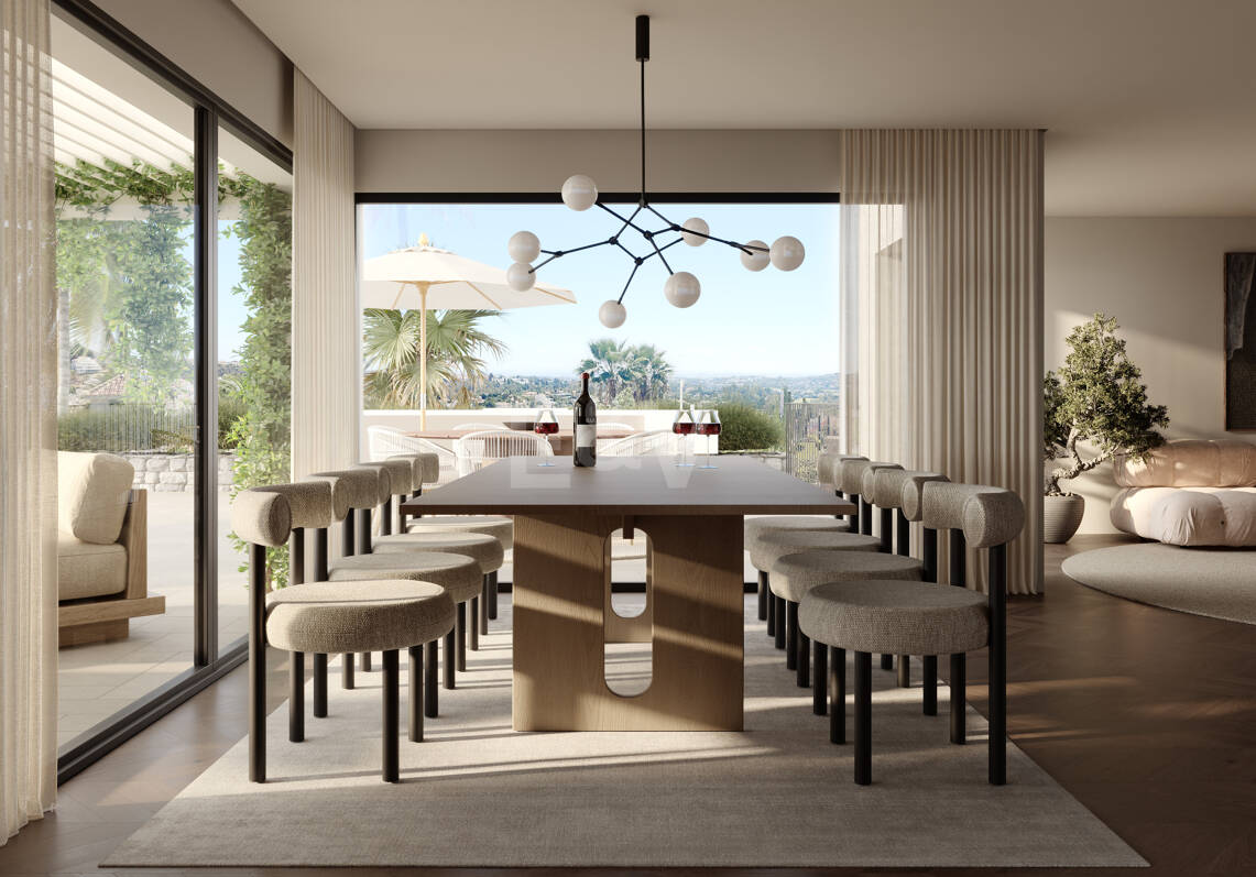 Villa moderna en Nueva Andalucia con vistas panorámicas al mar y la montaña