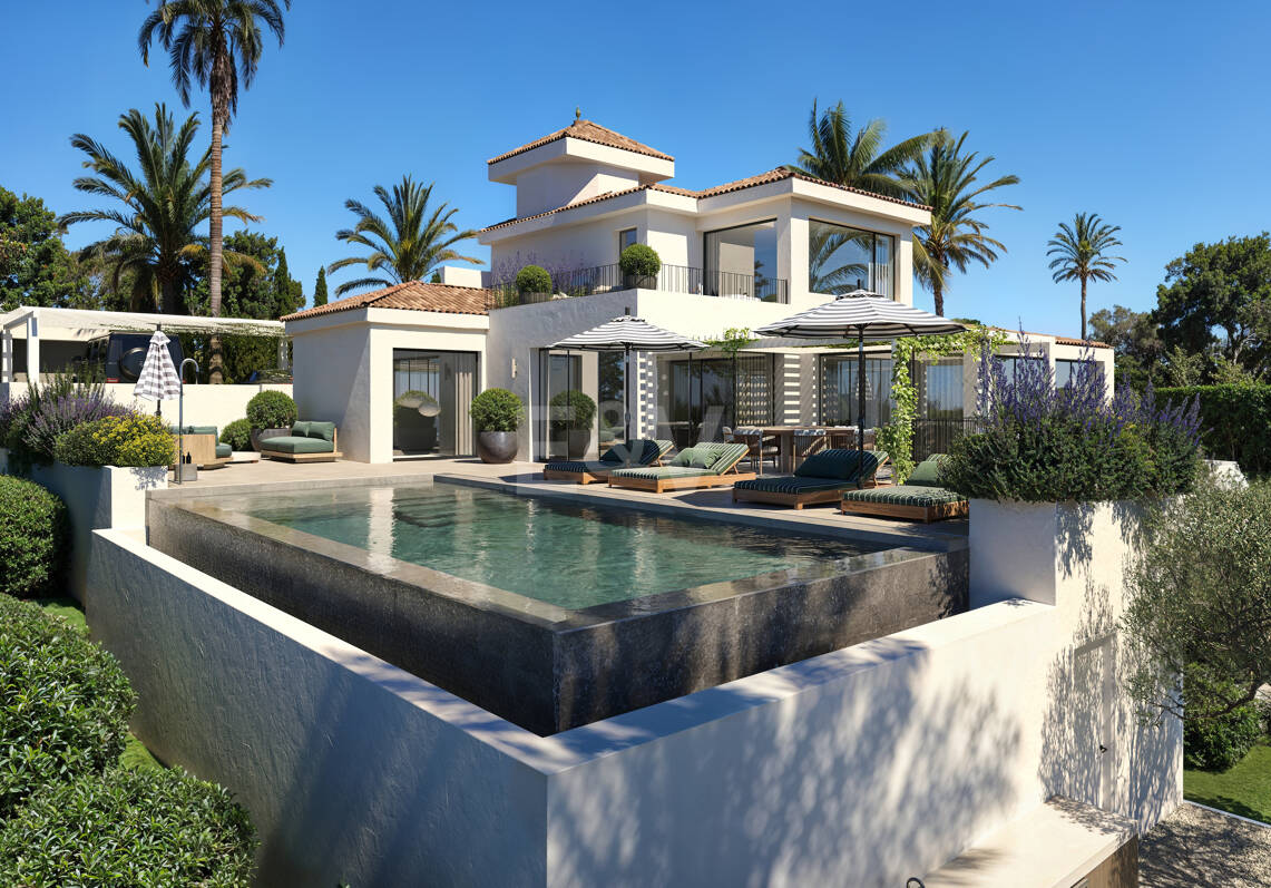 Villa moderna en Nueva Andalucia con vistas panorámicas al mar y la montaña