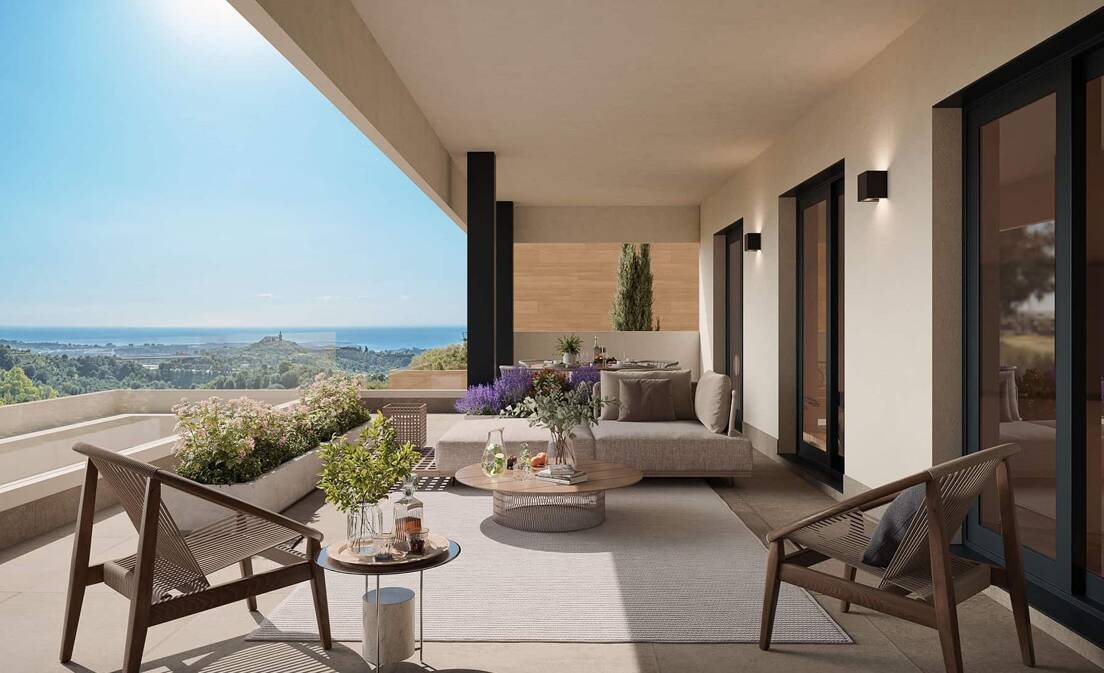 Apartamento sobre plano con vistas al mar en Altos de Los Monteros