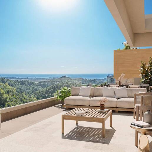 Ático sobre plano con vistas al mar en Altos de Los Monteros
