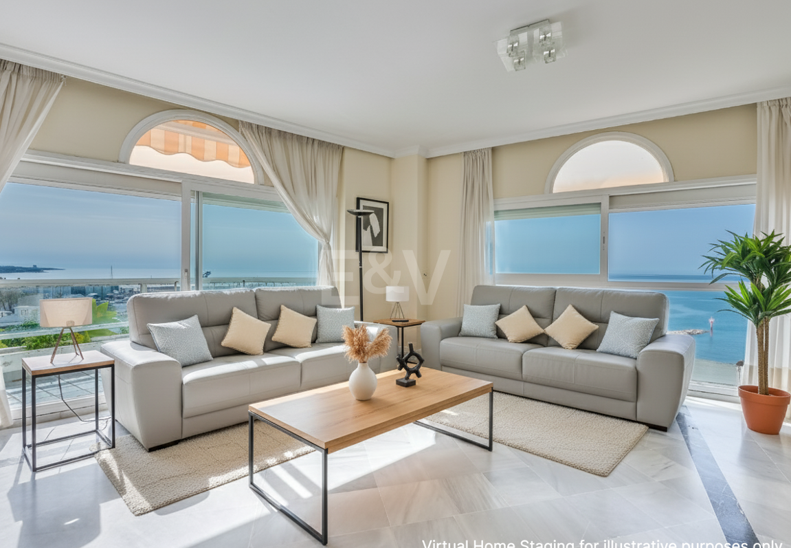 4-rumslägenhet vid stranden med havsutsikt i Marbella