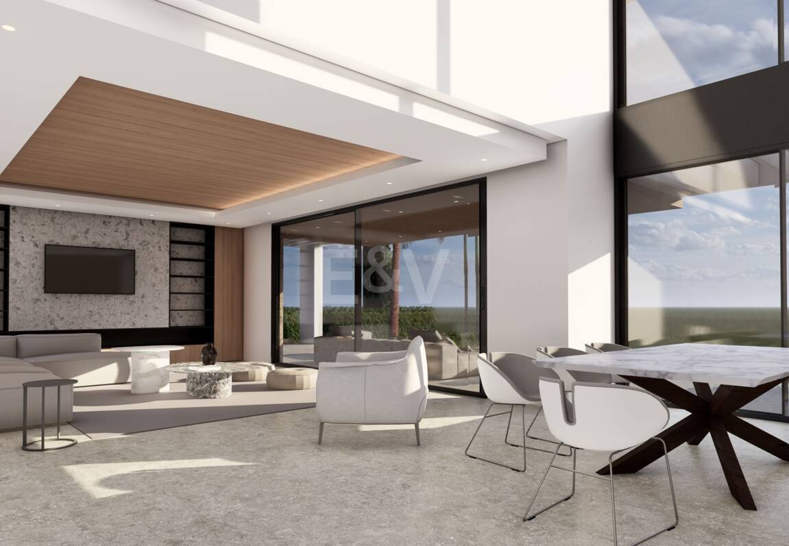 Samtida Villaprojekt med panoramautsikt över havet i Los Flamingos Golf