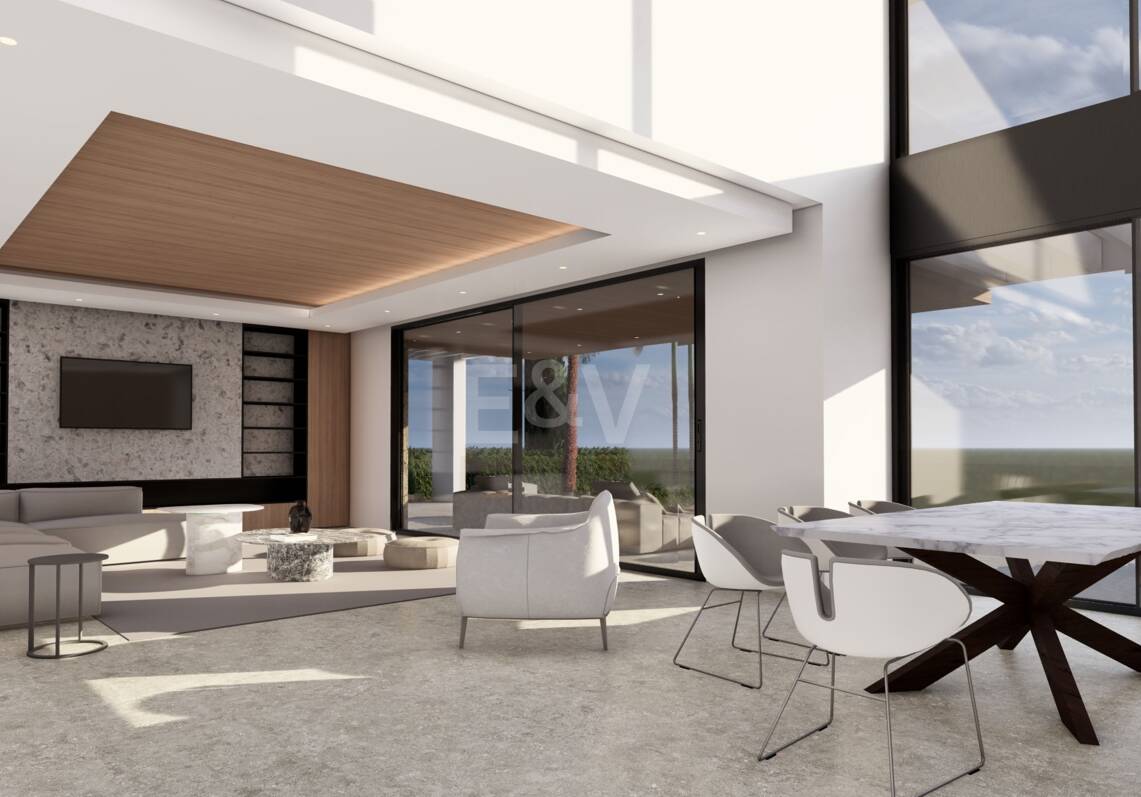 Samtida Villaprojekt med panoramautsikt över havet i Los Flamingos Golf