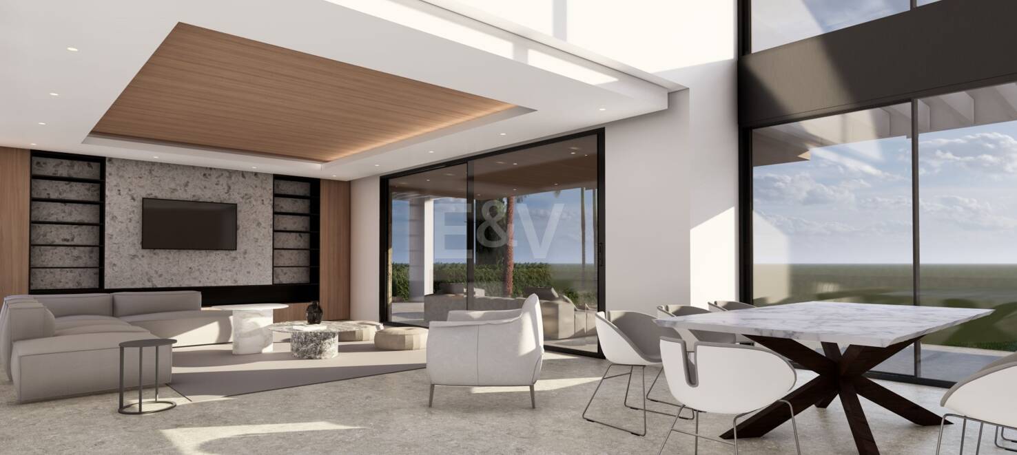 Samtida Villaprojekt med panoramautsikt över havet i Los Flamingos Golf