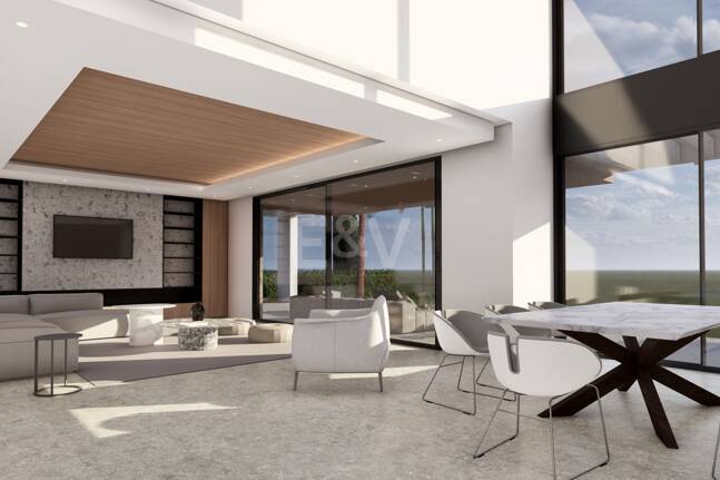 Samtida Villaprojekt med panoramautsikt över havet i Los Flamingos Golf