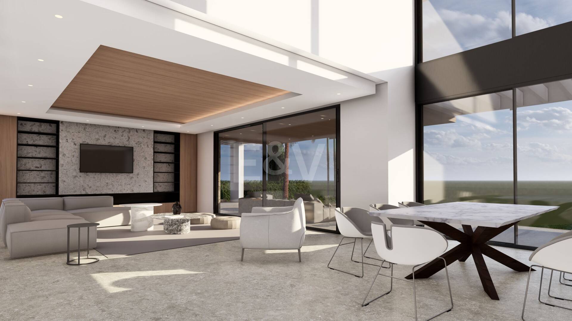 Samtida Villaprojekt med panoramautsikt över havet i Los Flamingos Golf