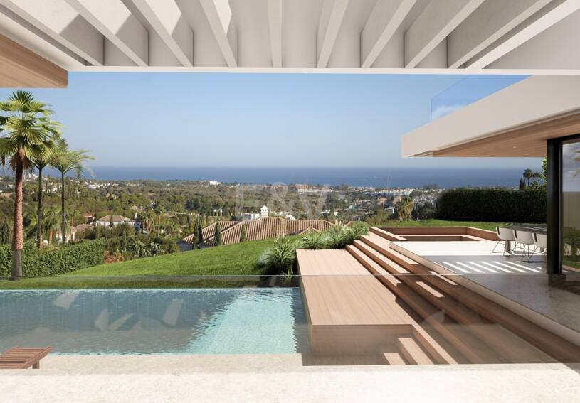 Samtida Villaprojekt med panoramautsikt över havet i Los Flamingos Golf