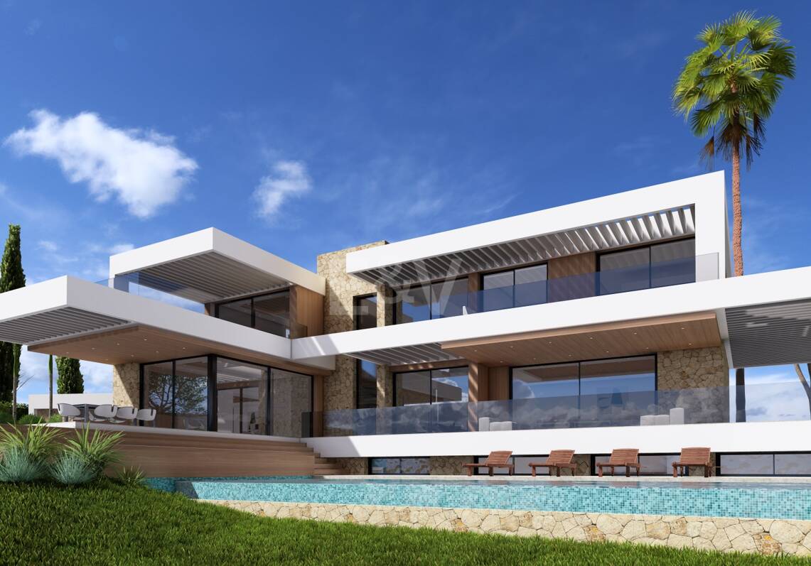 Samtida Villaprojekt med panoramautsikt över havet i Los Flamingos Golf