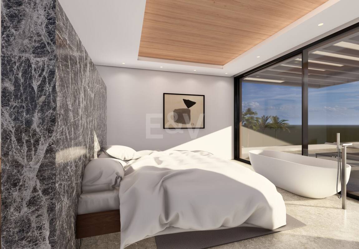 Samtida Villaprojekt med panoramautsikt över havet i Los Flamingos Golf