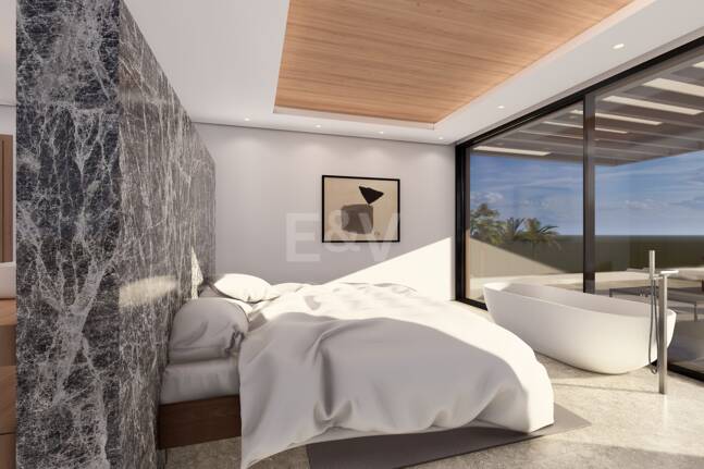 Samtida Villaprojekt med panoramautsikt över havet i Los Flamingos Golf