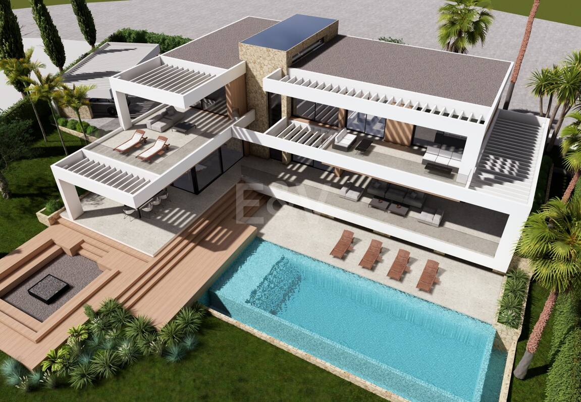 Samtida Villaprojekt med panoramautsikt över havet i Los Flamingos Golf