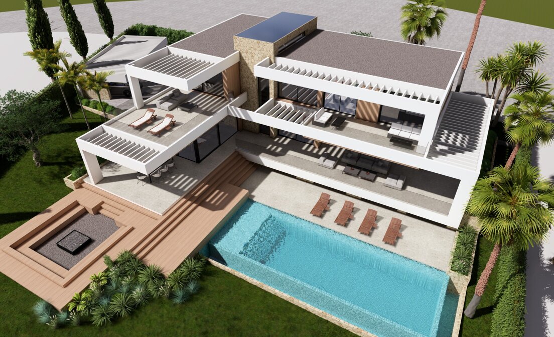 Projet de Villa contemporaine avec vue panoramique sur la mer à Los Flamingos Golf