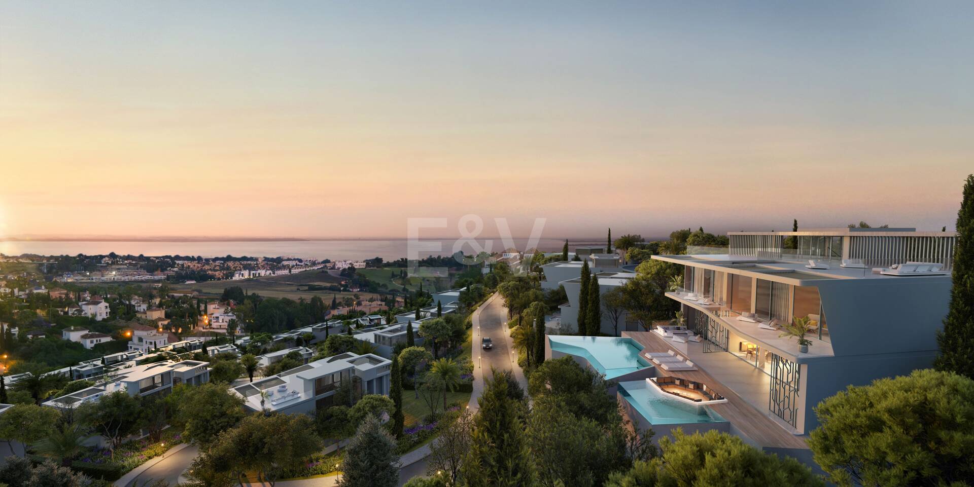 Signature Lamborghini Villa Terrain avec vue sur la côte méditerranéenne