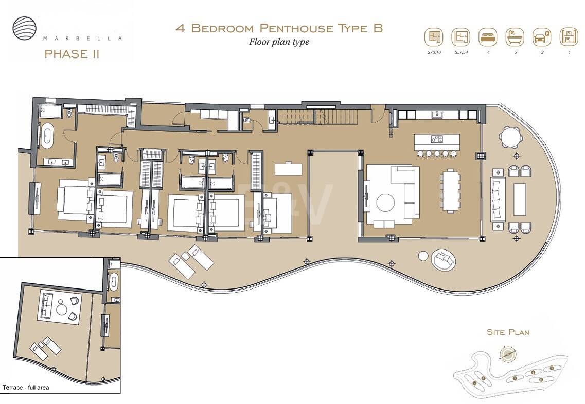 Superb Penthouse i La Quinta med privat pool