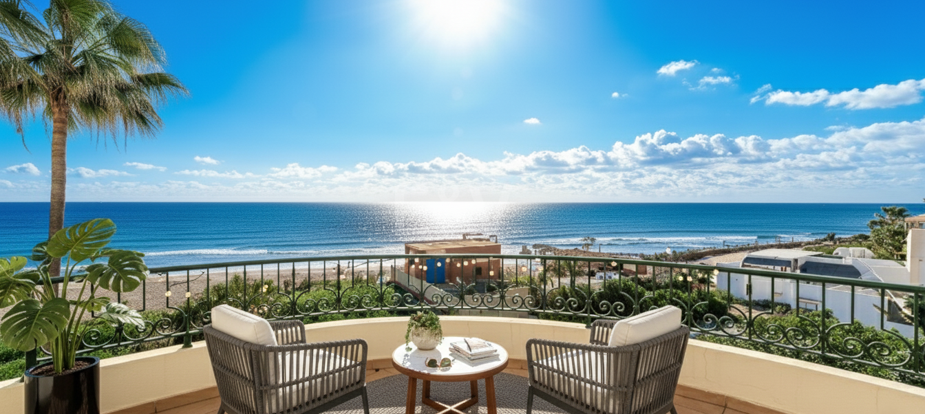Lyx Frontline Beach Penthouse i Elviria med havsutsikt