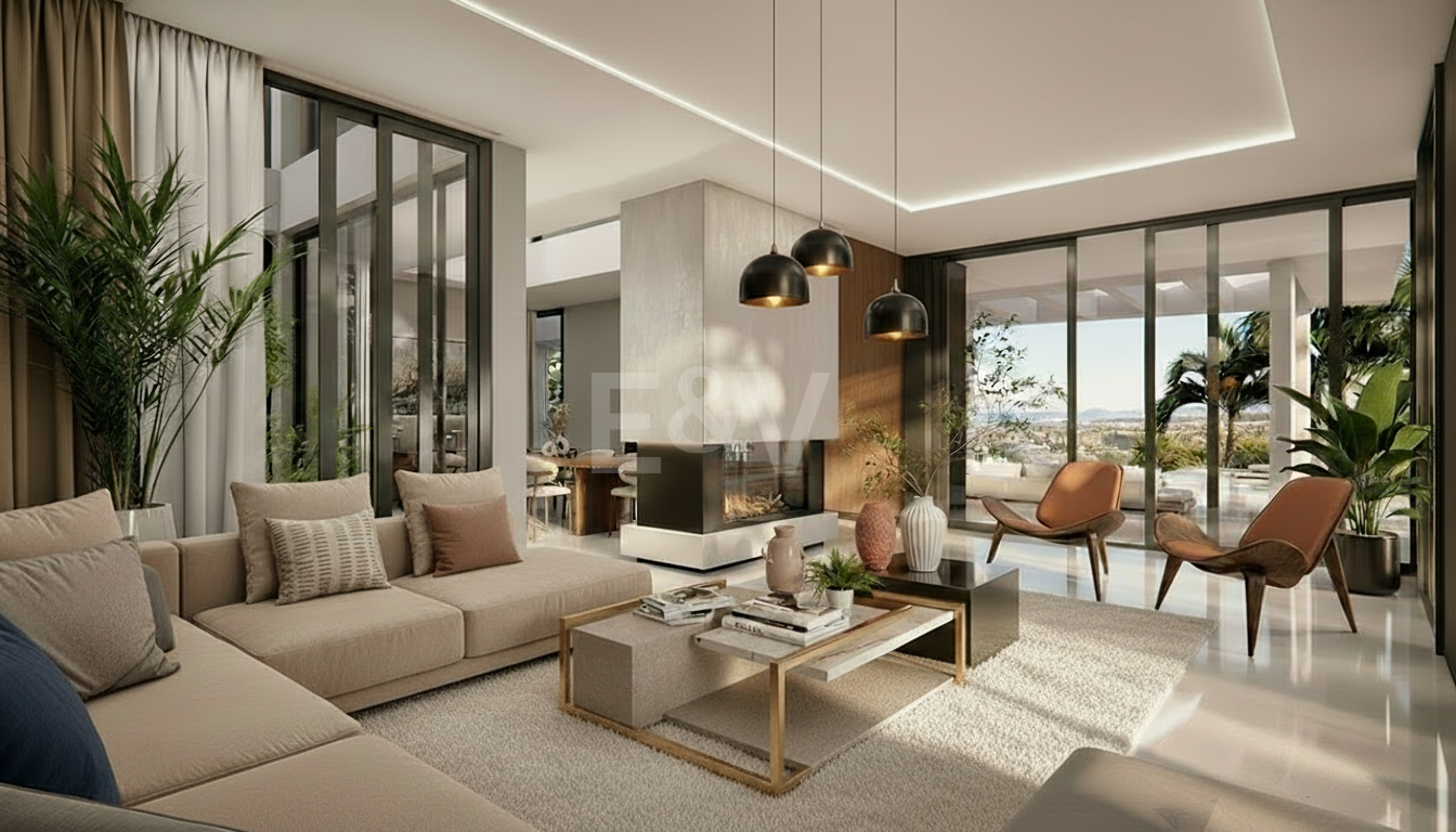 Villa contemporánea sobre plano en una gran parcela con vistas al mar en uno de los enclaves más prestigiosos de Marbella