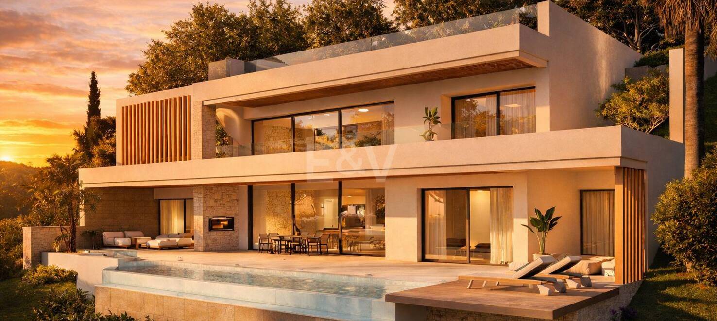Villa moderna con vistas panorámicas al mar y montaña - Terreno y proyecto con licencia garantizada