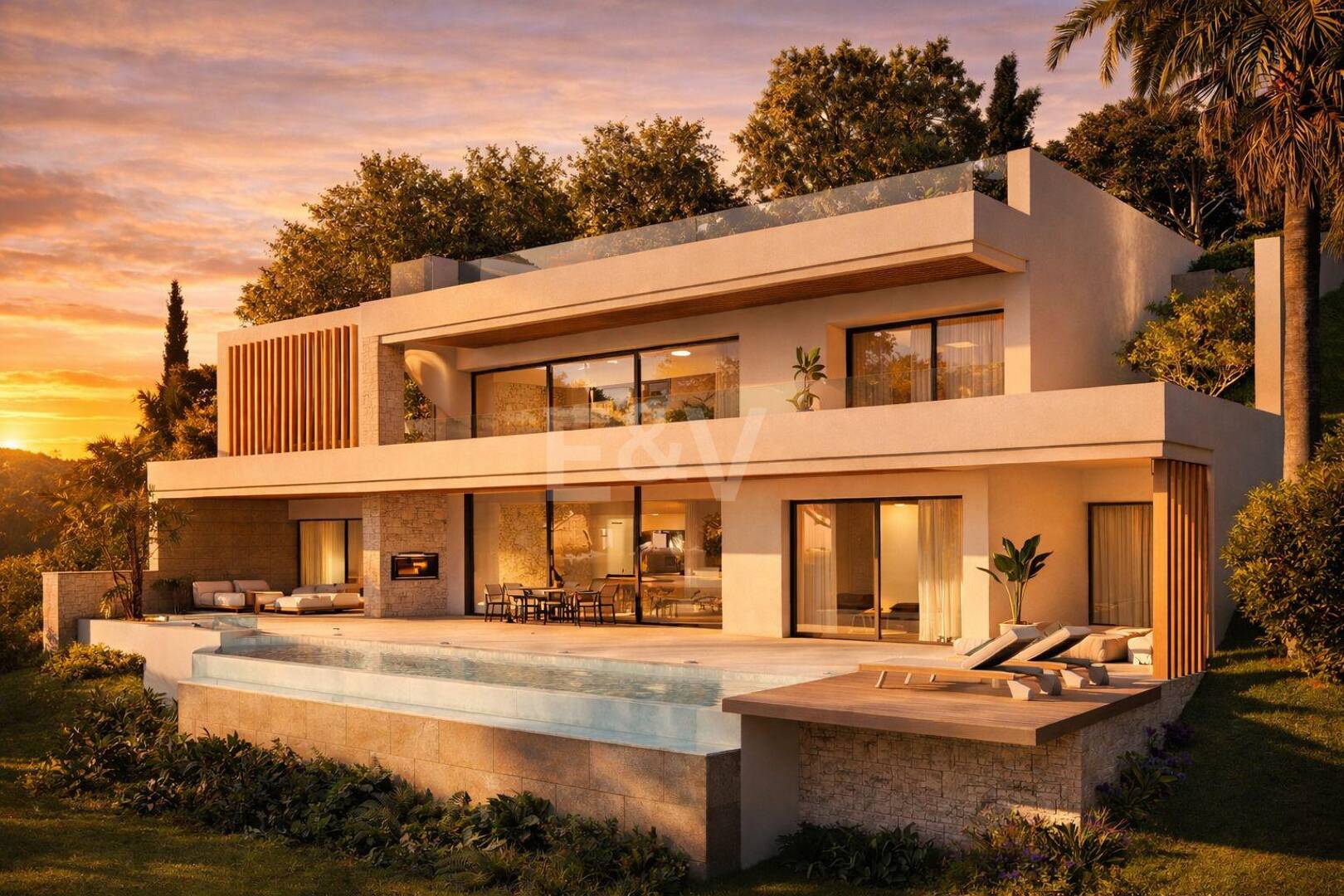 Moderne Villa mit Panoramablick auf Meer & Berge – Grundstück und Projekt mit garantierter Genehmigung