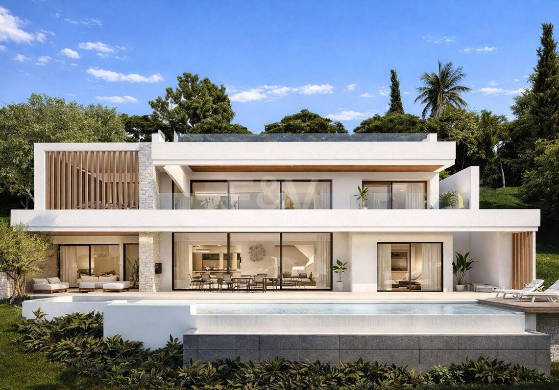 Projekt für moderne Villa mit Meerblick und genehmigter Lizenz