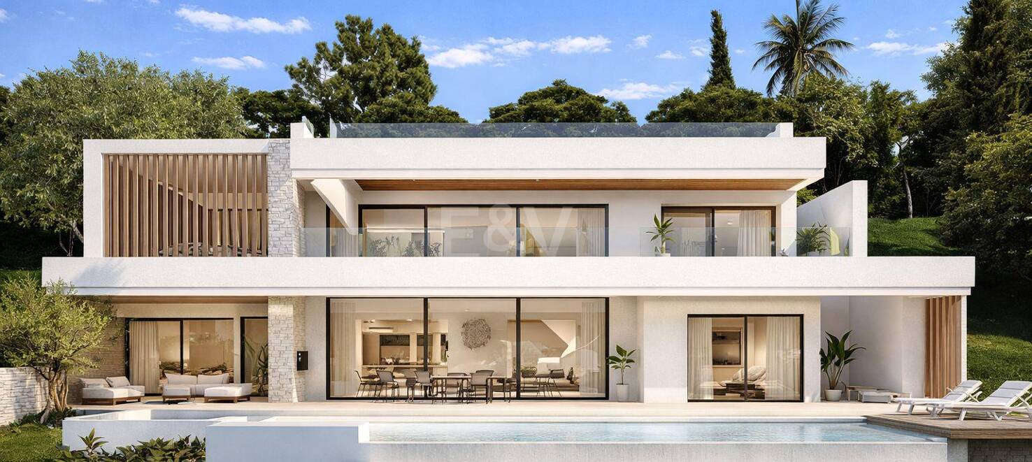 Villa moderna con vistas panorámicas al mar y montaña - Terreno y proyecto con licencia garantizada