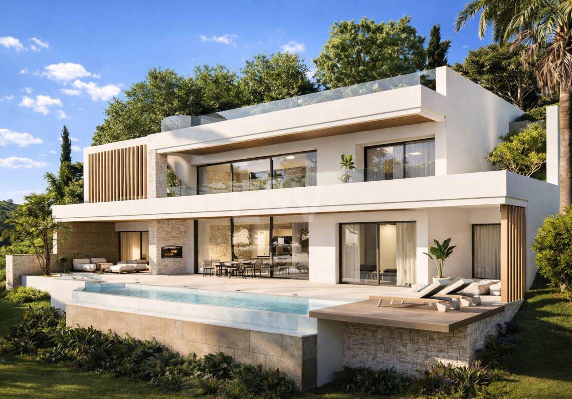 Projekt für moderne Villa mit Meerblick und genehmigter Lizenz