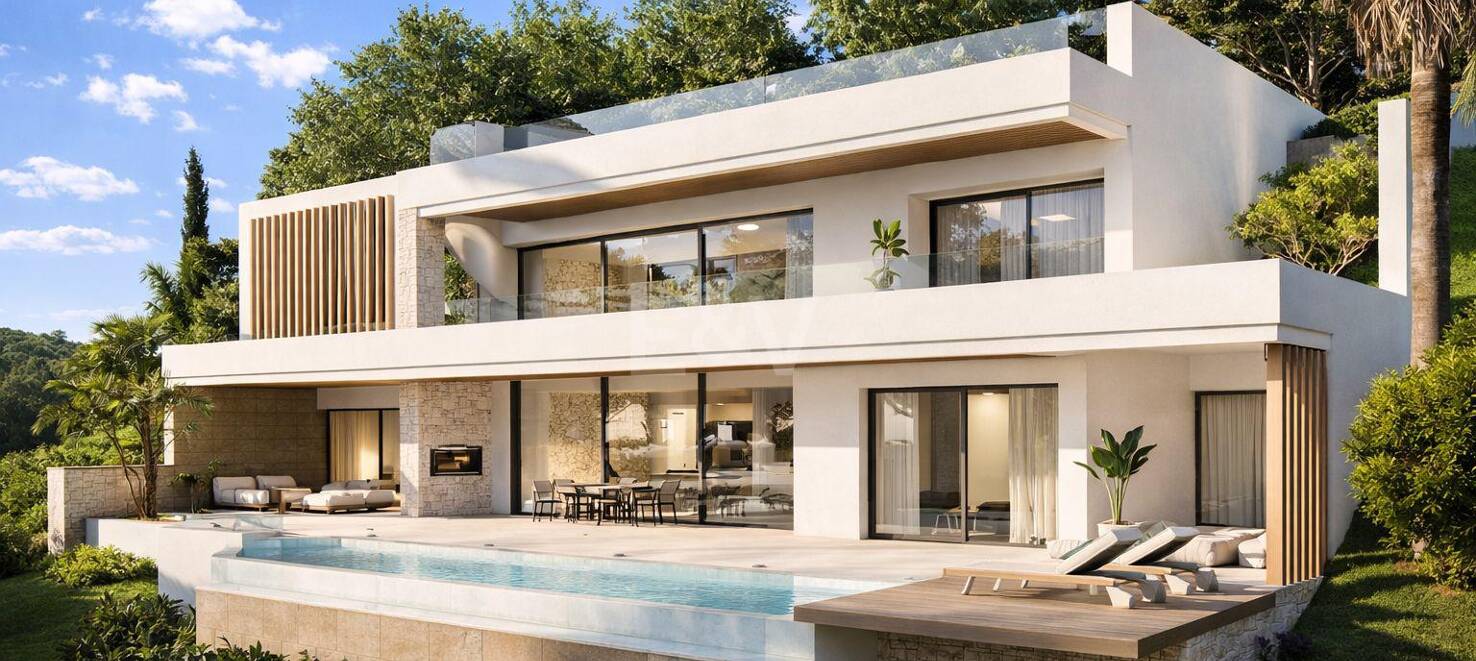 Villa moderna con vistas panorámicas al mar y montaña - Terreno y proyecto con licencia garantizada