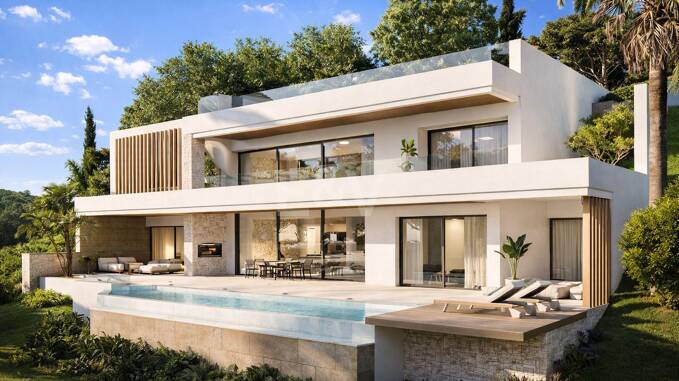 Projekt für moderne Villa mit Meerblick und genehmigter Lizenz