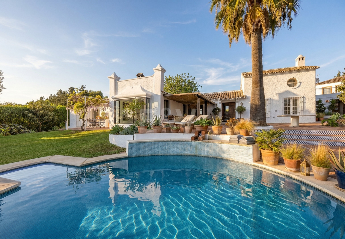 Förtrollande land hem med hisnande panoramautsikt i Guadalmina Alta